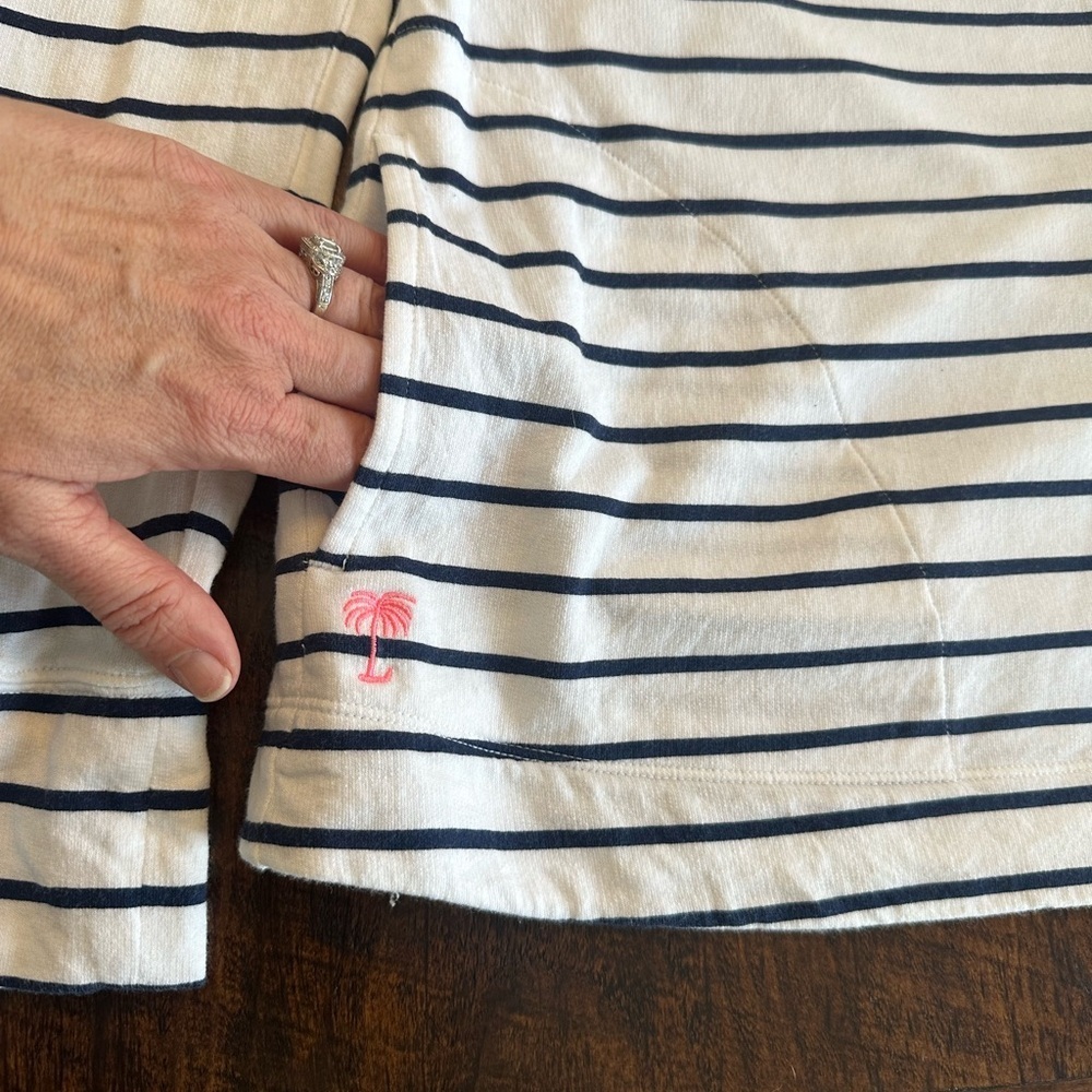 Lilly Pulitzer White and Navy Striped Pullover Top - Picture 6 of 10